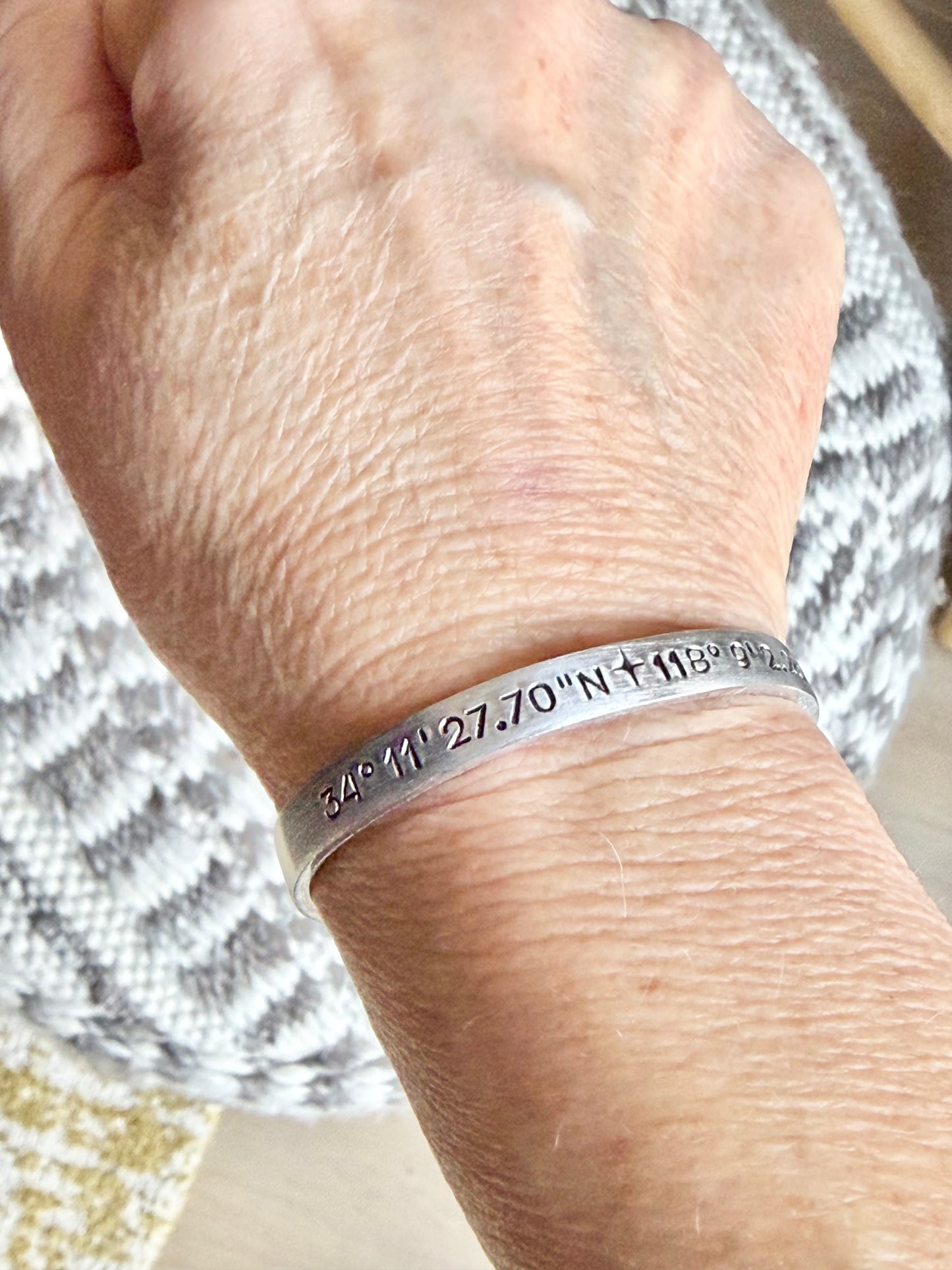 Latitude and Longitude GPS Coordinates Narrow Bracelet