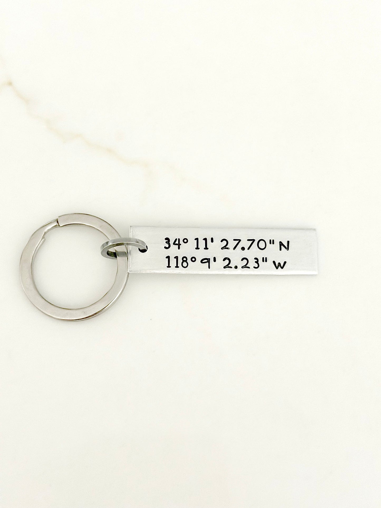 Latitude and Longitude GPS Coordinates Small Keychain